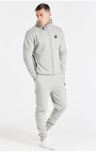 Sik Silk Pánska Šedá Mikina Grey Marl Essential Zip Through Funnel Neck