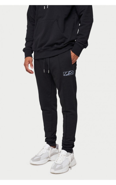 The Couture Club Męskie Czarne Spodnie Dresowe Box Print Slim Fit