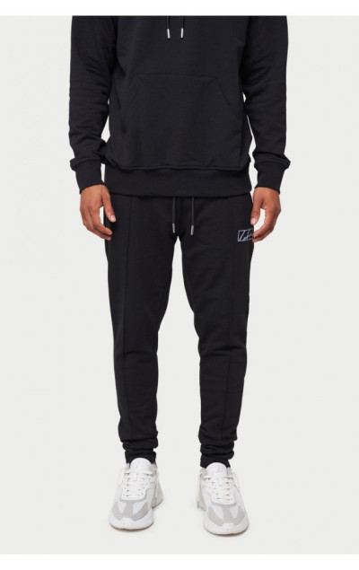 The Couture Club Męskie Czarne Spodnie Dresowe Box Print Slim Fit