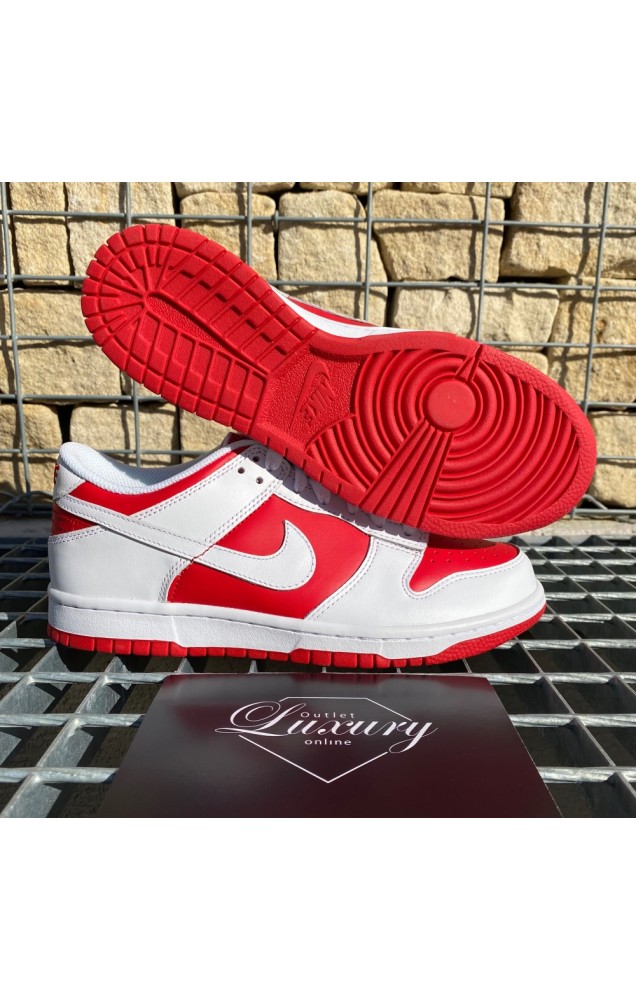 dunk low white university red