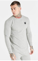 Sik Silk Grey Marl Essential Long Sleeve Muscle Fit T-Shirt