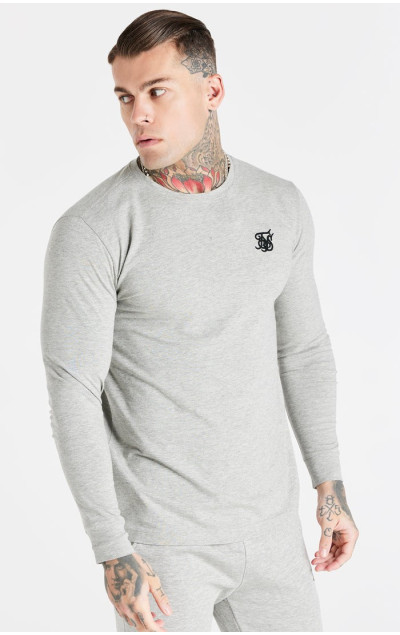 Sik Silk Męska Szara Koszulka Marl Essential Long Sleeve Muscle Fit