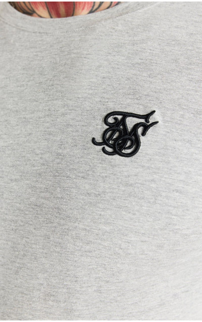 Sik Silk Pánské Šedé Tričko Essential Long Sleeve Muscle Fit