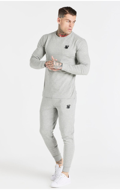 Sik Silk Męska Szara Koszulka Marl Essential Long Sleeve Muscle Fit
