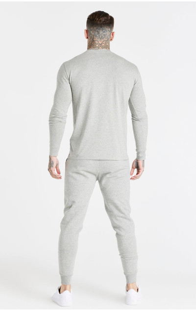 Sik Silk Męska Szara Koszulka Marl Essential Long Sleeve Muscle Fit