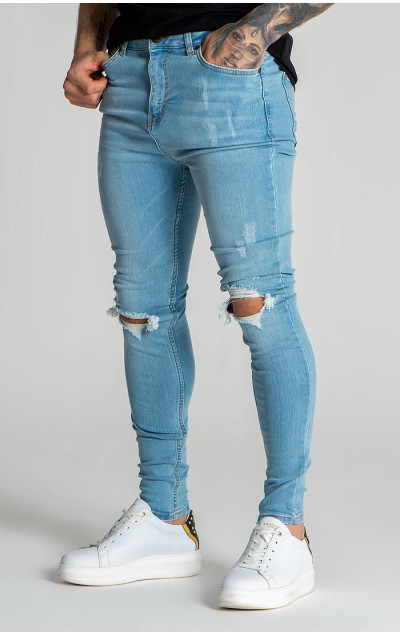 Gianni Kavanagh Męskie Jasnoniebieskie Dżinsy Core Ripped