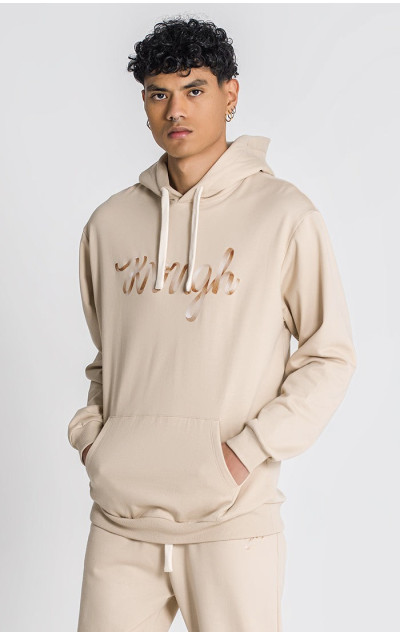 Gianni Kavanagh Męska Beżowa Bluza Laced Oversized Hoodie