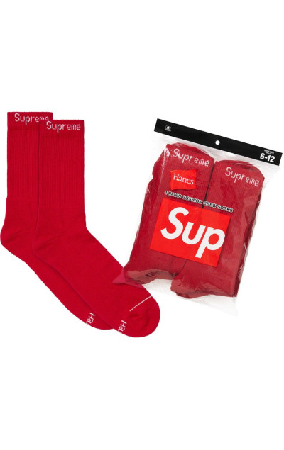 Supreme Hanes Crew Socks Red