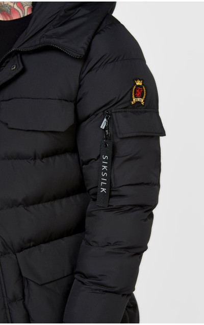 Sik Silk Męska Czarna Kurtka Parka