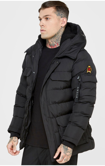 Sik Silk Męska Czarna Kurtka Parka