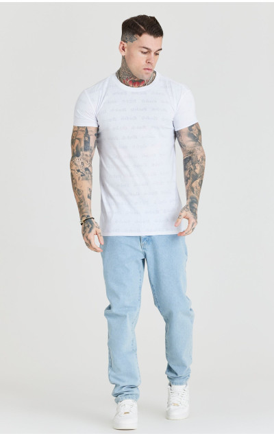 Sik Silk Pánske Biele Tričko Jacquard