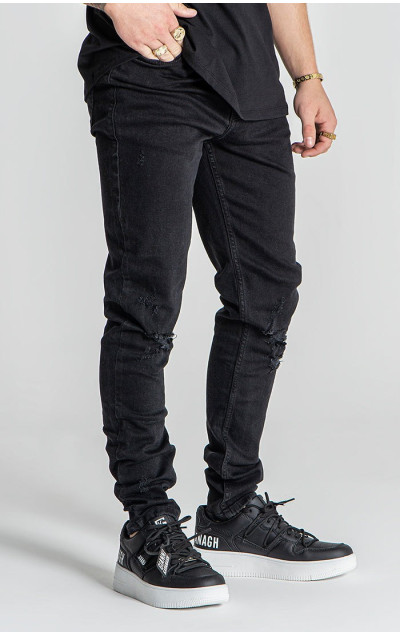 Gianni Kavanagh Męskie Czarne Dżinsy Ripped Slim Fit