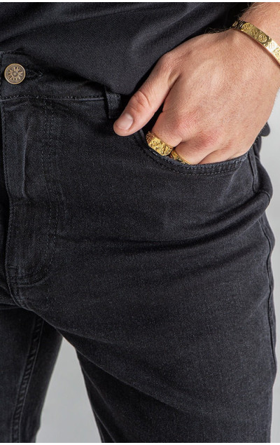 Gianni Kavanagh Męskie Czarne Dżinsy Ripped Slim Fit