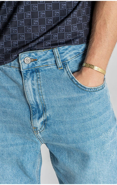 Gianni Kavanagh Light Blue Echo Ripped Straight-Leg Jeans