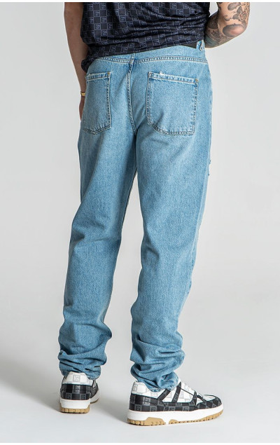 Gianni Kavanagh Light Blue Echo Ripped Straight-Leg Jeans