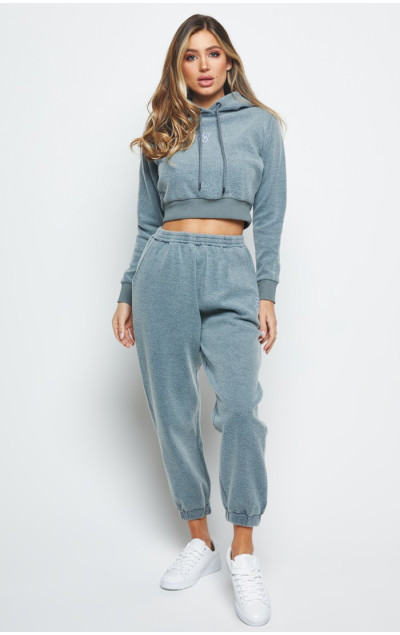 Sik Silk Grey Brushed Cropped Hoodie