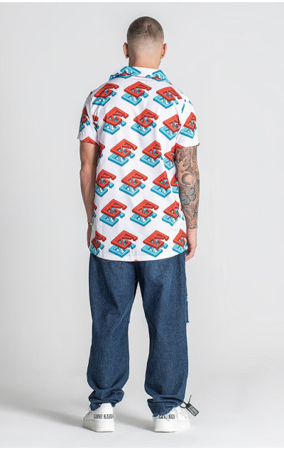 Gianni Kavanagh Pánská Biela Košeľa Multicolor Echo Hawaiian