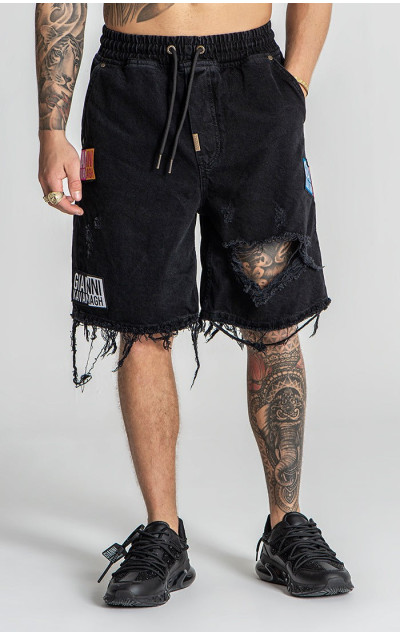 Gianni Kavanagh Pánské Černé Kraťasy Multiply Denim