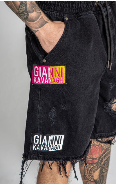 Gianni Kavanagh Pánské Černé Kraťasy Multiply Denim