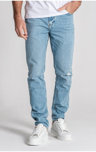 Gianni Kavanagh Light Blue Ripped Straight-Leg Jeans