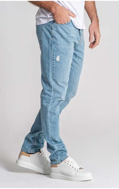 Gianni Kavanagh Light Blue Ripped Straight-Leg Jeans