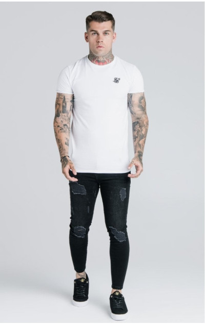 Sik Silk Męska Biała Koszulka  Essential Short Sleeve Muscle Fit