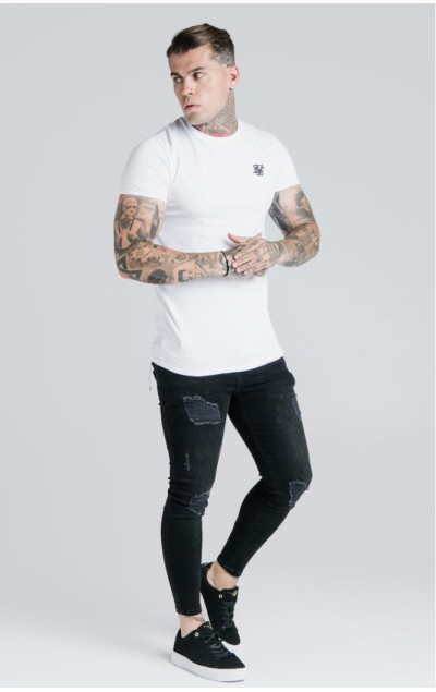 Sik Silk Pánské Bílé Tričko White Essential Short Sleeve Muscle Fit