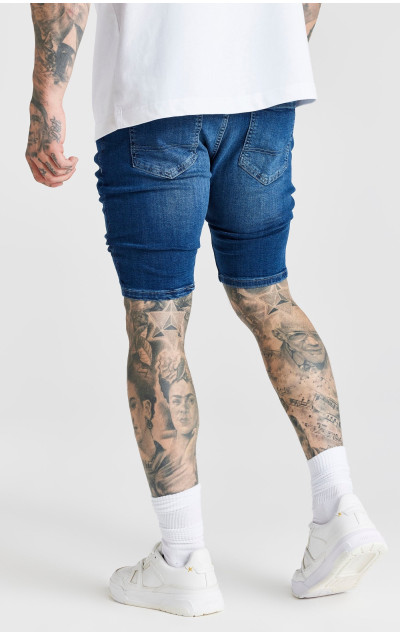 Sik Silk Pánske Tmavo Modré Kraťasy Distressed