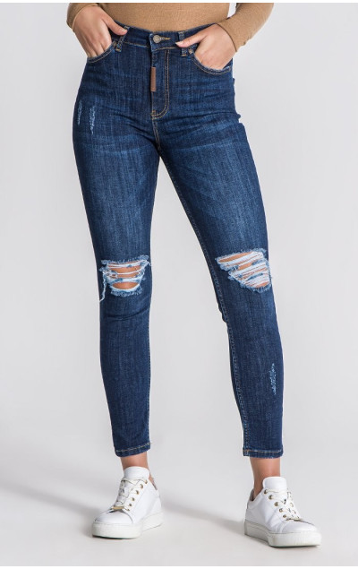 Gianni Kavanagh Women's Dark Blue Core Ripped Jeans