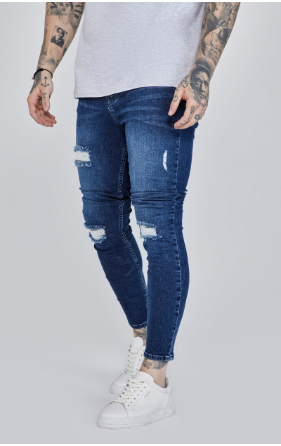 Sik Silk Blue Distressed Skinny Jeans