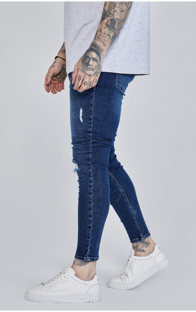 Sik Silk Pánské Modré Jeany Distressed Skinny