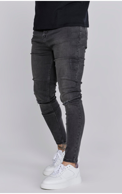 Sik Silk Grey Distressed Skinny Jeans