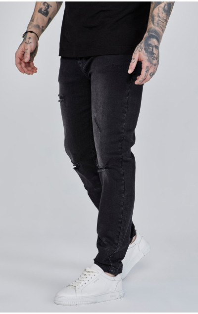 Sik Silk Pánské Černé Jeany Distressed Slim Fit