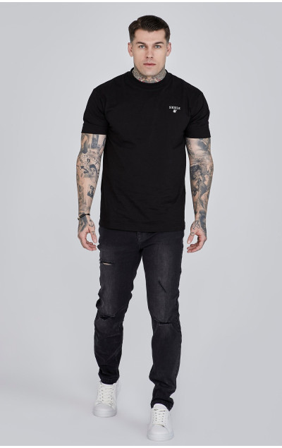 Sik Silk Pánské Černé Jeany Distressed Slim Fit