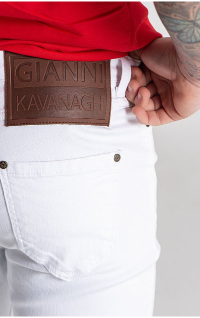 Gianni Kavanagh Męskie Białe Dżinsy Core Ripped
