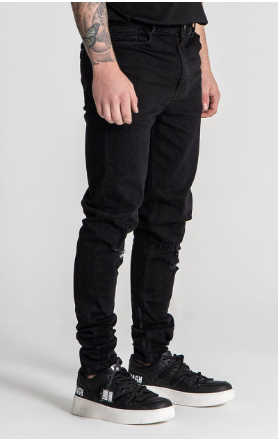 Gianni Kavanagh Pánske Čierne Jeansy Core Ripped Slim Fit