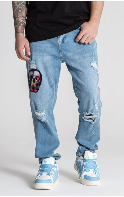 Gianni Kavanagh Pánske Modré Jeansy Alien Carrot