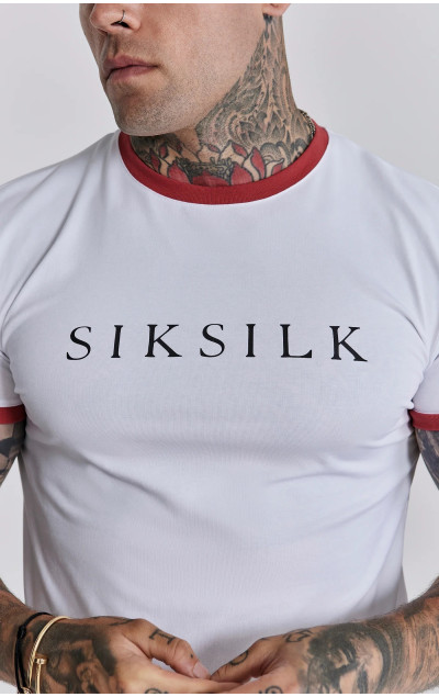 Sik Silk Męska Biała Koszulka Red Ringer