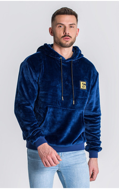 Gianni Kavanagh Męska Niebieska Bluza GK Iron Sherpa Hoodie