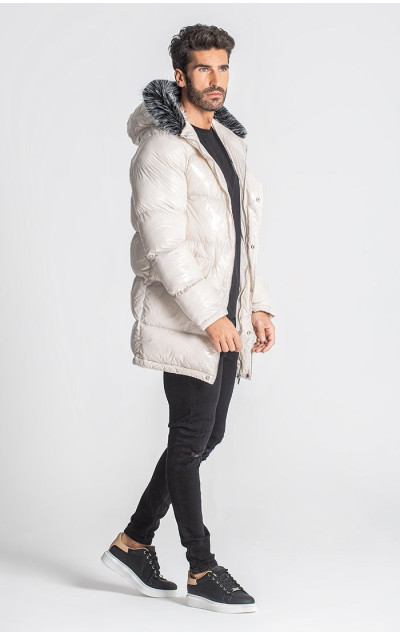 Gianni Kavanagh Pánska Biela Bunda iD Glossy Coat