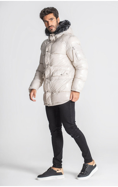 Gianni Kavanagh Pánska Biela Bunda iD Glossy Coat