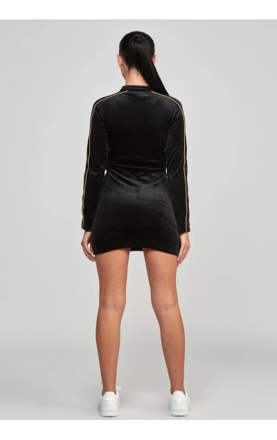 Sik Silk Čierne Šaty Velour Dress