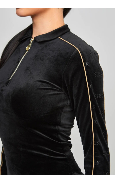 Sik Silk Čierne Šaty Velour Dress