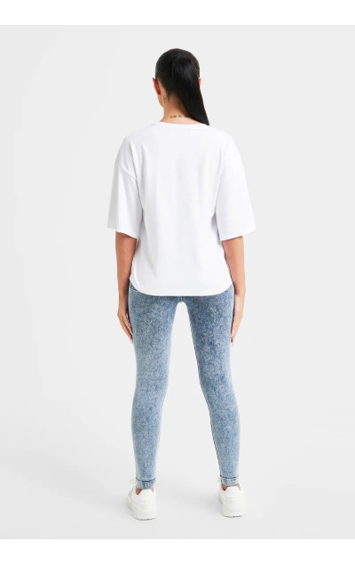 Sik Silk Boxy Fit Rhinestone Tee White