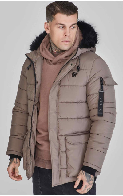 Sik Silk Męska Beżowa Kurtka Parka