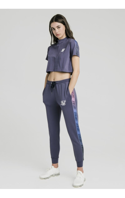 Sik Silk Grey Crop Tape T-Shirt