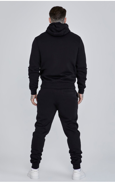 Sik Silk Black Essential Zip Through Funnel Hoodie
