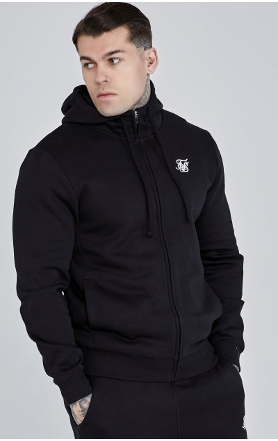 Sik Silk Pánská Černá Mikina Essential Zip Through Funnel
