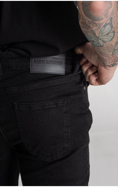 Gianni Kavanagh Pánské Černé Jeany Core Slim Fit