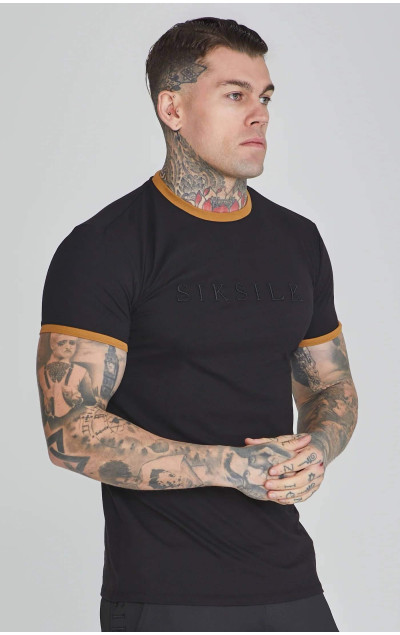 Sik Silk Męska Czarna Koszulka Ringer